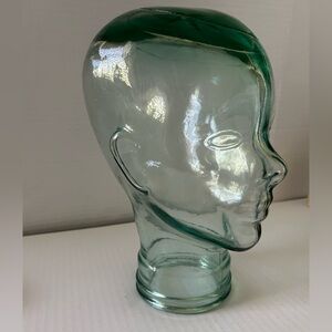 Vintage Green Tint Blown Glass Mannequin Head